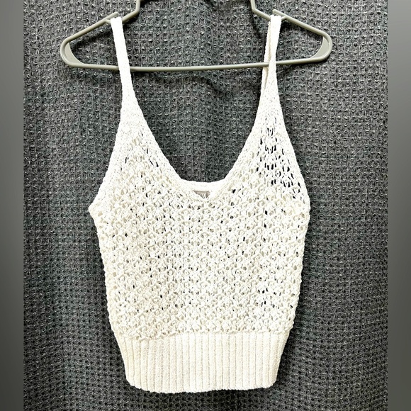 J. Crew Cropped V-neck sweater-tank in textured pointelle - Picture 1 of 3